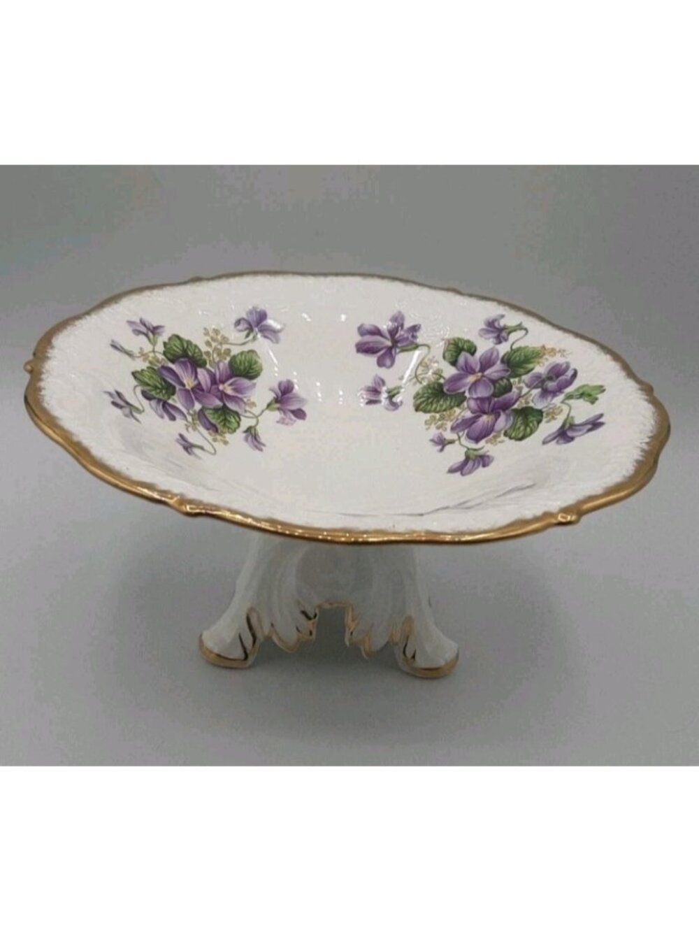 Vintage Paragon Valentine Pedestal Candy Dish Voilets Fine Bone China England